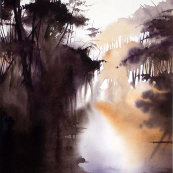 Peinture intitulée "le-val-de-la-leyre.…" par Jean Guy Dagneau, Œuvre d'art originale, Aquarelle