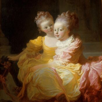 Painting titled "The two sisters" by Jean-Honoré Fragonard, Original Artwork, Oil