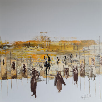 Painting titled "BACK TO THE PAST" by Jean-Humbert Savoldelli, Original Artwork, Acrylic Mounted on Wood Stretcher frame