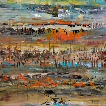 제목이 "BURNING 2023"인 미술작품 Jean-Humbert Savoldelli로, 원작, 아크릴 나무 들것 프레임에 장착됨