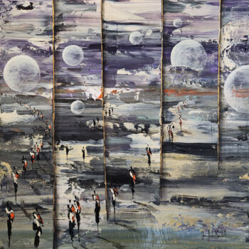 Картина под названием "MOONS" - Jean-Humbert Savoldelli, Подлинное произведение искусства, Акрил Установлен на Деревянная ра…