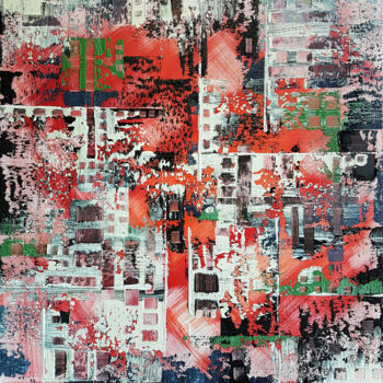 Painting titled "4-days-a-week-red" by Jean-Humbert Savoldelli, Original Artwork, Acrylic