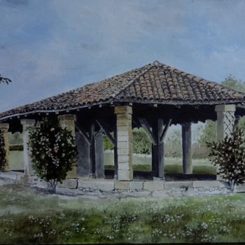 Painting titled "Pontonx (Landes) Le…" by Jean Jacques Ducom, Original Artwork, Oil