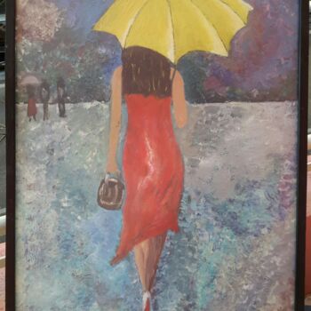 Painting titled "Parapluies" by Jean-Jacques Gastaud, Original Artwork, Oil