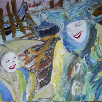 Schilderij getiteld "Venise  Le carnaval…" door Jean-Jacques Gastaud, Origineel Kunstwerk, Acryl