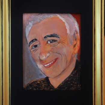 Painting titled "Charles Aznavour" by Jean-Jacques Gastaud, Original Artwork, Pastel