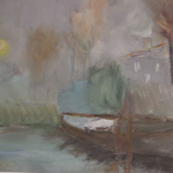Ζωγραφική με τίτλο "Barque dans la brume" από Jean-Jacques Gastaud, Αυθεντικά έργα τέχνης