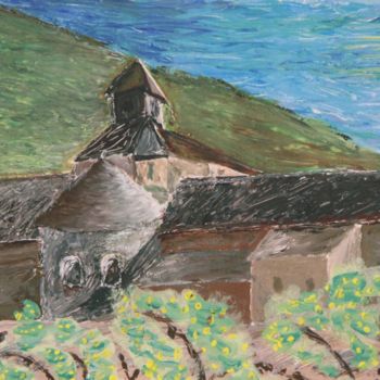Peinture intitulée "Abbaye de Senanque" par Jean-Jacques Gastaud, Œuvre d'art originale, Pastel