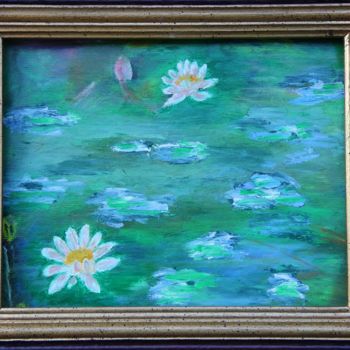 Painting titled "Nenuphars" by Jean-Jacques Gastaud, Original Artwork, Pastel