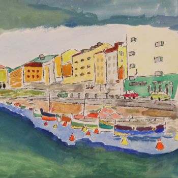 Painting titled "Port-de-nice" by Jean-Jacques Gastaud, Original Artwork, Watercolor