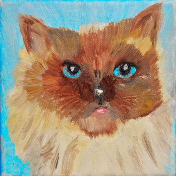 Painting titled "Chat" by Jean-Jacques Gastaud, Original Artwork, Oil