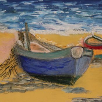 Painting titled "Barque" by Jean-Jacques Gastaud, Original Artwork, Pastel