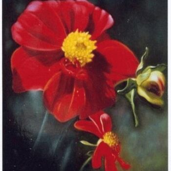 Painting titled "Dahlia" by Jean-Jacques Hauser, Original Artwork