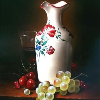 Painting titled "Faience et fruits" by Jean-Jacques Hauser, Original Artwork