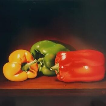 Peinture intitulée "Les poivrons" par Jean-Jacques Hauser, Œuvre d'art originale