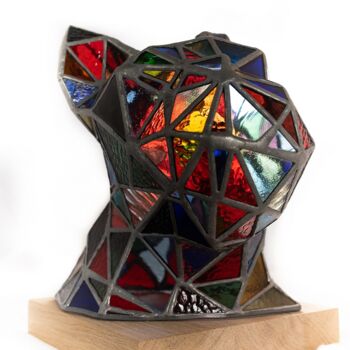 Sculpture titled "Tête Bouledogue" by Jean-Jacques Joujon (JimaJine), Original Artwork, Glass