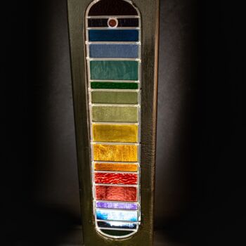 Sculpture titled "TOTEM Arc en Ciel" by Jean-Jacques Joujon (JimaJine), Original Artwork, Glass