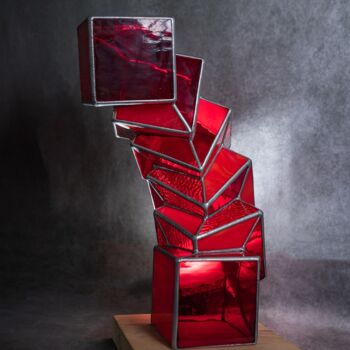 "Equilibre Rouge" başlıklı Heykel Jean-Jacques Joujon (JimaJine) tarafından, Orijinal sanat, Cam