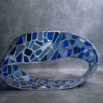 Sculptuur getiteld "Ruban Infini Bleu" door Jean-Jacques Joujon (JimaJine), Origineel Kunstwerk, Glas