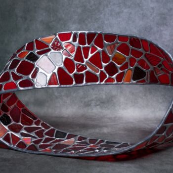 Sculpture titled "Ruban Infini Rouge" by Jean-Jacques Joujon (JimaJine), Original Artwork, Glass