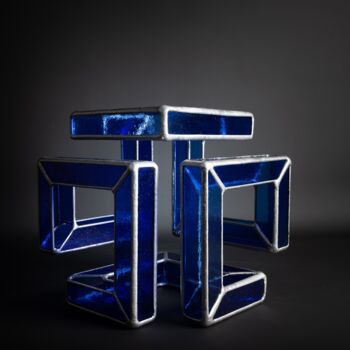 Sculpture titled "Cube délié infinime…" by Jean-Jacques Joujon (JimaJine), Original Artwork, Glass