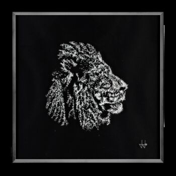 Escultura intitulada "Lion : fissures ver…" por Jean-Jacques Joujon (JimaJine), Obras de arte originais, Vidro Montado em Vi…