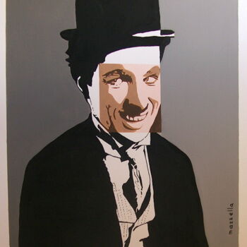 Painting titled "Chaplin" by Jean-Jacques Mazzella, Original Artwork, Oil