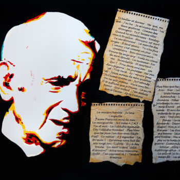 Schilderij getiteld "Charles Aznavour "l…" door Jean-Jacques Venturini, Origineel Kunstwerk, Olie Gemonteerd op Frame voor h…