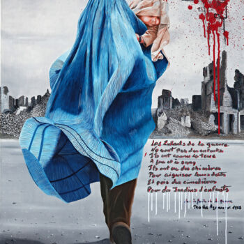 Pintura intitulada "Enfant de Peshawar…" por Jean-Jacques Venturini, Obras de arte originais, Óleo Montado em Armação em mad…