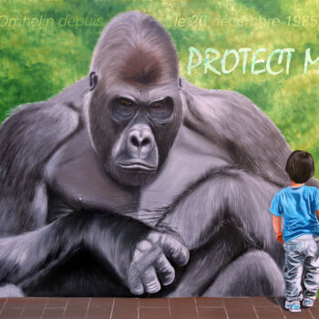 Pintura intitulada "Protect me ! / 3" por Jean-Jacques Venturini, Obras de arte originais, Óleo Montado em Armação em madeira