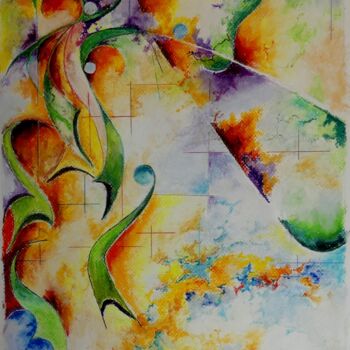 Malerei mit dem Titel "jardin secret" von Jean Jourdan, Original-Kunstwerk, Pastell