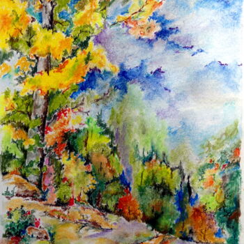 Painting titled "L'arbre et la forêt" by Jean Jourdan, Original Artwork, Pastel