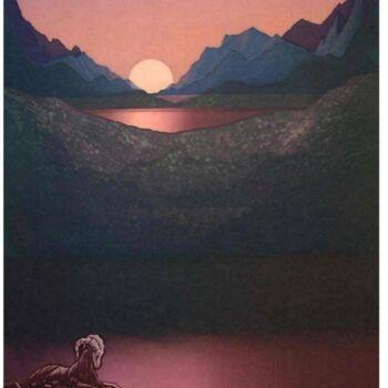 Incisioni, stampe intitolato "Landschaft mit Widd…" da Jean Lawa, Opera d'arte originale, Stampino