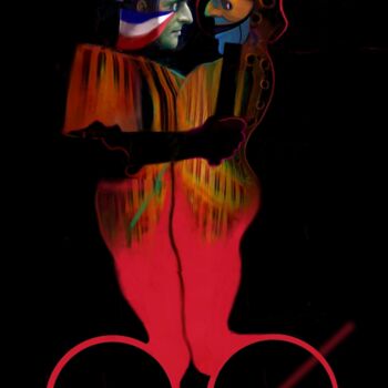 Schilderij getiteld "Tango mit Manuel" door Jean Lawa, Origineel Kunstwerk, Acryl Gemonteerd op Houten paneel