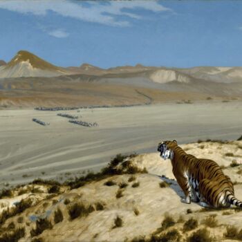 "Tigre à l'affût" başlıklı Tablo Jean-Léon Gérôme tarafından, Orijinal sanat, Petrol