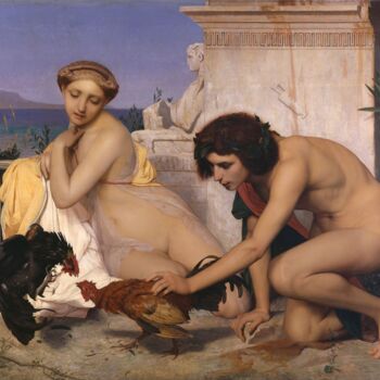 Peinture intitulée "Jeunes Grecs faisan…" par Jean-Léon Gérôme, Œuvre d'art originale, Huile