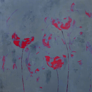 Painting titled "FLEURS VI.XII" by Jean Lerin, Original Artwork, Acrylic Mounted on Wood Stretcher frame