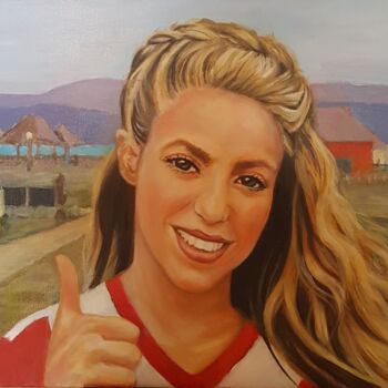 Schilderij getiteld "SHAKIRA me fait sig…" door Jean-Lou, Origineel Kunstwerk, Olie