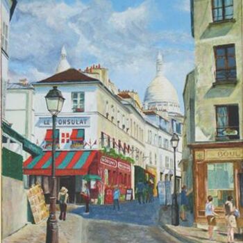 Painting titled "Montmartre, rue Nor…" by Jean-Louis Barthelemy, Original Artwork, Acrylic