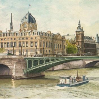 제목이 "Le pont Notre-Dame,…"인 미술작품 Jean-Louis Barthelemy로, 원작, 수채화