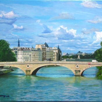 Painting titled "Le Pont Louis-Phili…" by Jean-Louis Barthelemy, Original Artwork, Acrylic
