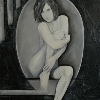 Painting titled "La femme assise" by Jean-Louis Cesar, Original Artwork, Acrylic