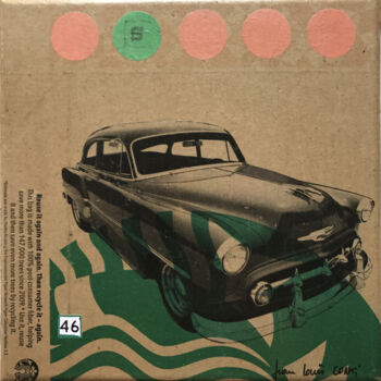 Collages getiteld "vintage highways #46" door Jean-Louis Conti, Origineel Kunstwerk, Collages Gemonteerd op Frame voor houte…