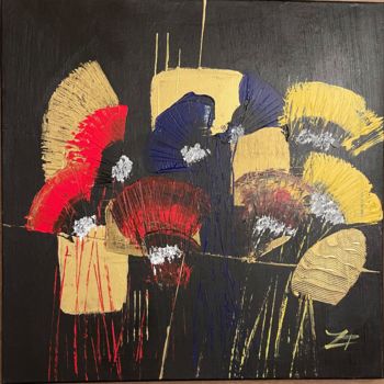 Malerei mit dem Titel "Danse tribale" von Jean Louis Lacoste, Original-Kunstwerk, Acryl