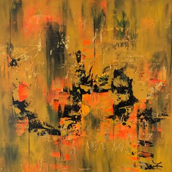 Painting titled "Abstract d’or" by Jean Louis Lacoste, Original Artwork, Acrylic