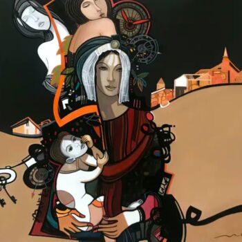 "la madone du desert" başlıklı Tablo Jean Louis Mendrisse tarafından, Orijinal sanat, Petrol Ahşap Sedye çerçevesi üzerine m…
