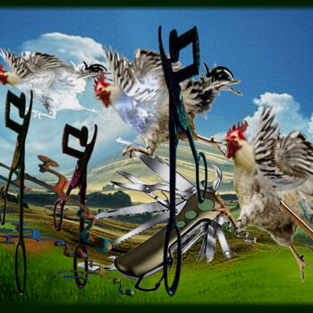 Цифровое искусство под названием "comme une poule dev…" - Jean Louis Nardone, Подлинное произведение искусства, 2D Цифровая…