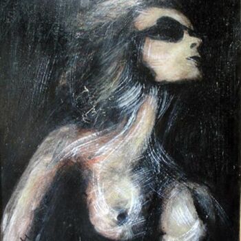 Painting titled "femme à lunettes" by Jean Louis Renaudin, Original Artwork, Oil