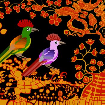 Arte digitale intitolato "oiseaux-1" da Jean-Louis Rivière, Opera d'arte originale, Pittura digitale