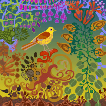 Digitale Kunst mit dem Titel "oiseau-2" von Jean-Louis Rivière, Original-Kunstwerk, Digitale Malerei